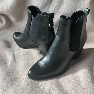 Call It Spring Size 8 Black Ankle Boots Stacked Heel Slip On Chelsea Boots
